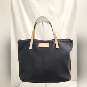 Kate Spade Black Nylon Mini Handbag With Beige Handles